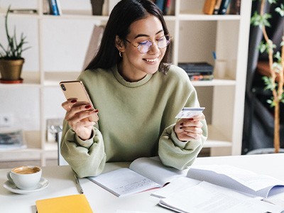 Woman using a credit card