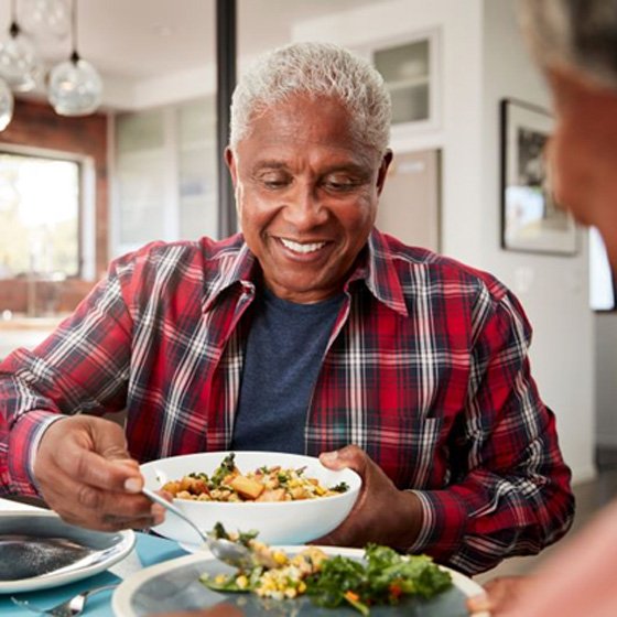 Mature man enjoying a tasty meal