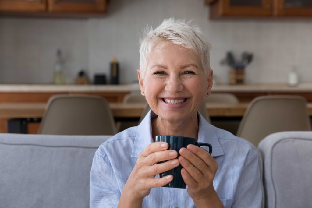 Woman smiling with dentures